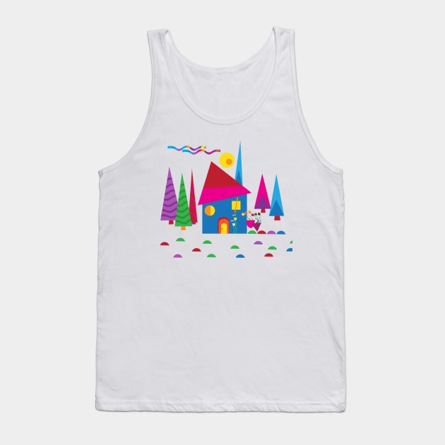 Little House in the Woods Kandinsky Style Illustration Tank Top by oknoki